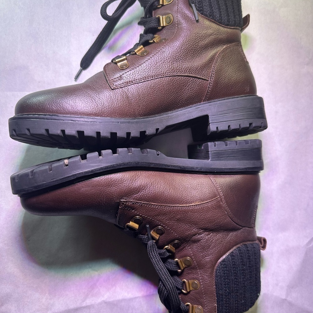 Cougar Brown Leather Combat Boots - Picture 9 of 16